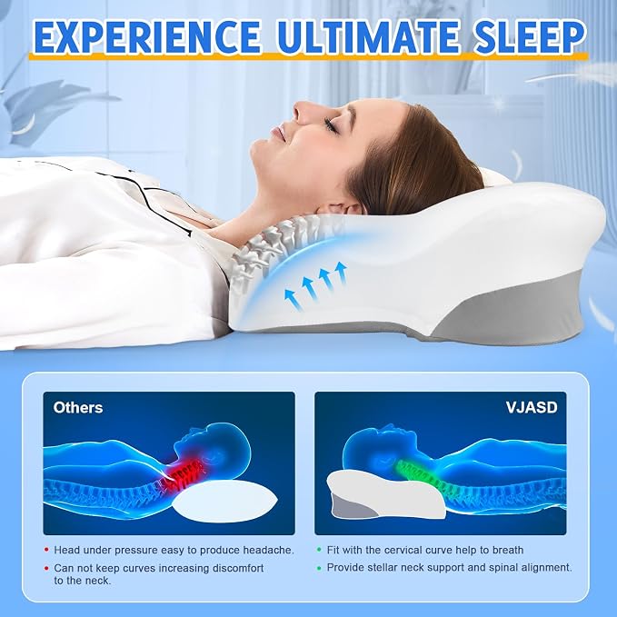 Cervical Neck Pillow for Side Sleepers – Cooling Contour Memory Foam Pillows - Image 3