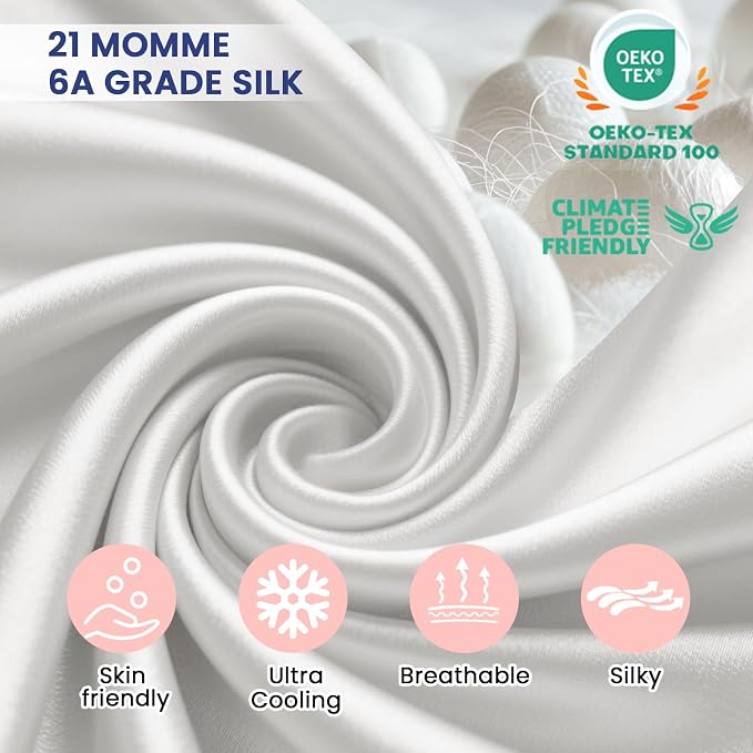 Ravmix Silk Pillow Cases with Zipper, 21 Momme Mulberry Silk Pillowcase - Image 5