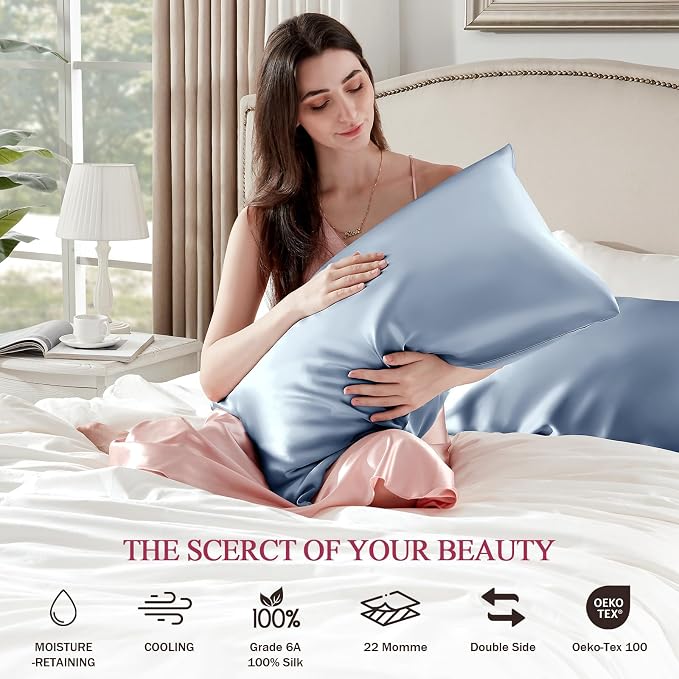 100% Silk Pillow Cases King Size Mulberry Silk Pillowcase - Image 6
