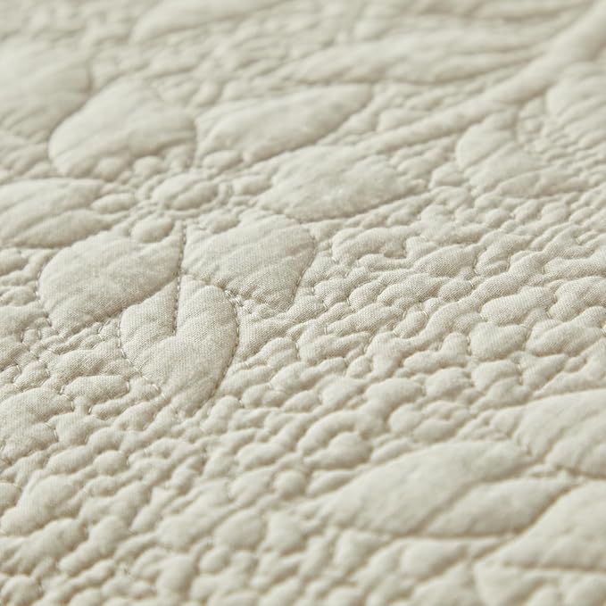 Brandream Beige Quilt Set King Size Cotton Luxury Matelasse Coverlet Set - Image 7