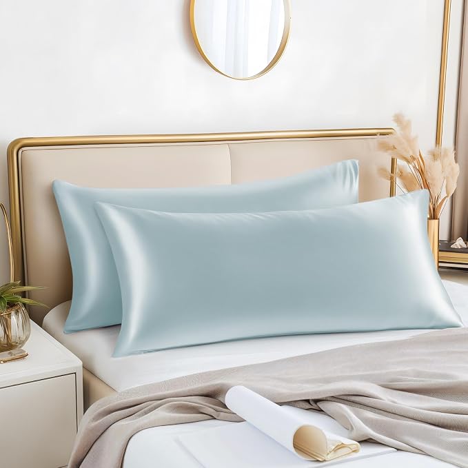 BEDELITE Satin Body Pillow Cover 2 Pack, Super Soft and Cooling Body Pillow - Image 2