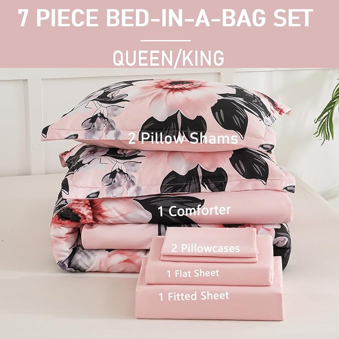 Yogeneg Queen Comforter Set 7 Piece Bed in a Bag, Soft Microfiber Comforter - Image 6