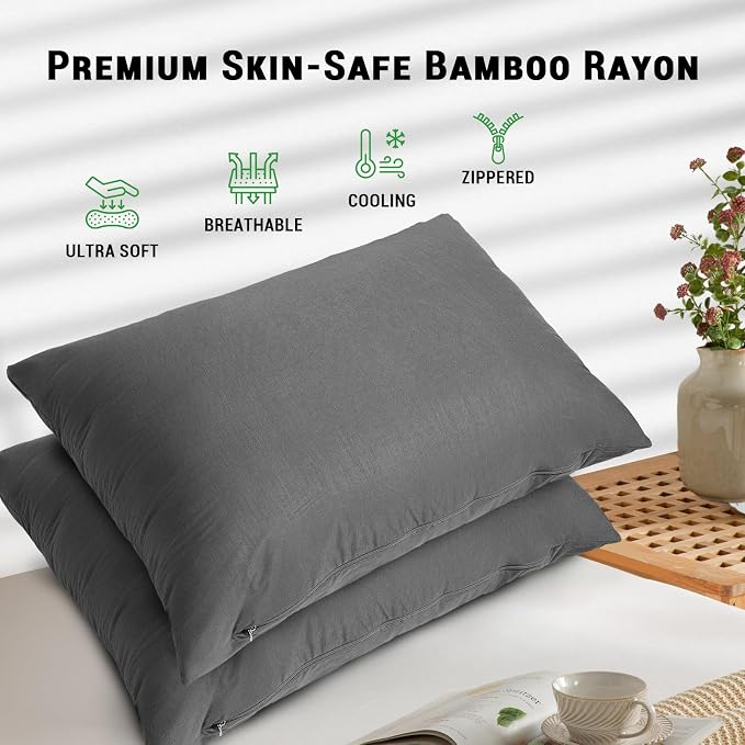 Gogreen Bamboo Rayon Waterproof Pillow Protector, Breathable Pillow Cover - Image 2