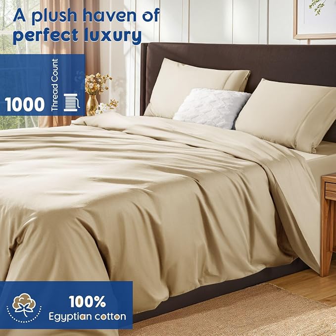 SONORO KATE 100% Egyptian Cotton Duvet Cover Queen Size, 1000 Thread Count - Image 2