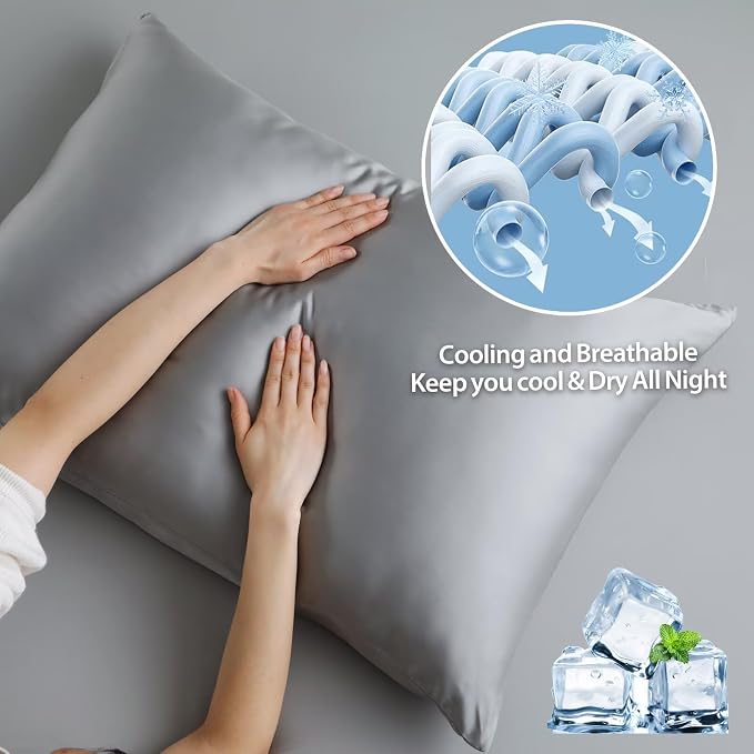 4 Pack Cooling Pillow Cases, Viscose Derived from Bamboo Pillow Protectors - Image 4