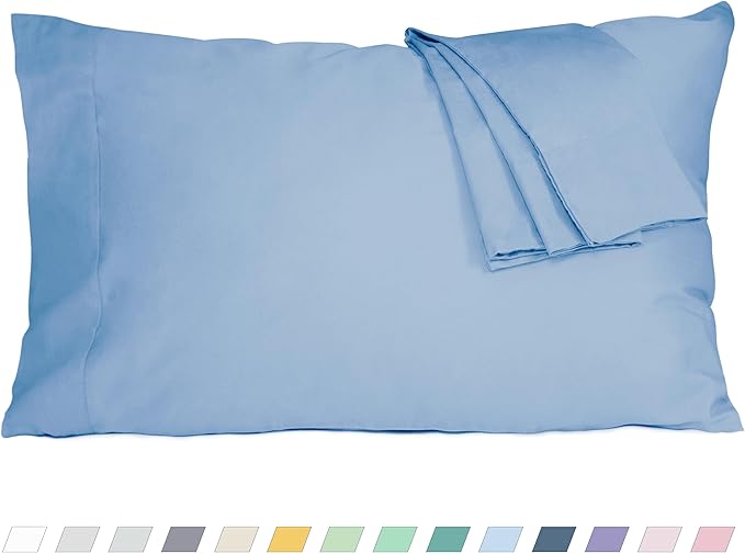Pillow Cases, Standard Queen Size Cotton Percale Weave Pillowcases, Pre-Shrunk by HOMTEC