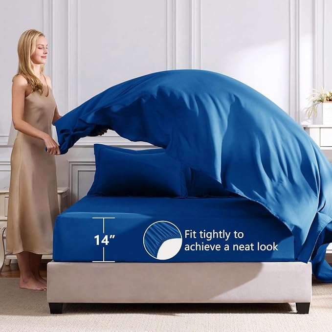 CozyLux Queen Comforter Set Classic Blue - Image 5