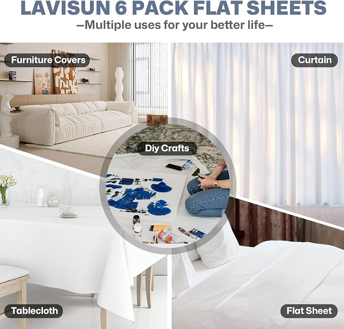 Lavisun Full Flat Sheets 2 Pack, Hotel Quality Flat Bed Sheets, Brushed - Image 6