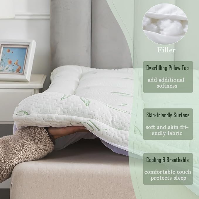 WhatsBedding King Mattress Topper, Soft Pillow Top Mattress Topper - Image 5