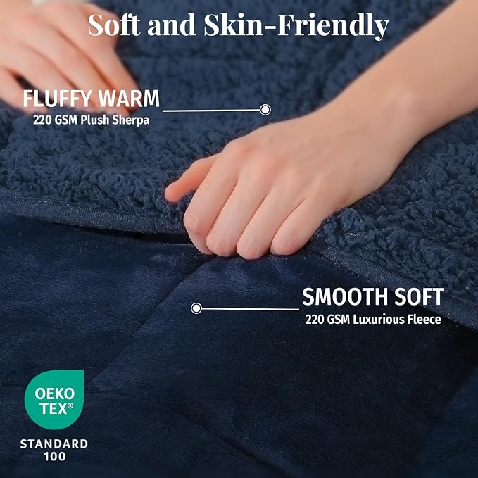 Topblan Sherpa Fleece Weighted Blanket 15lbs, Uniformed Color - Image 2
