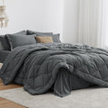 Love's cabin Oversized Queen Comforter Set Dark Grey, 7 Pieces Bed in a Bag by Lovescabin