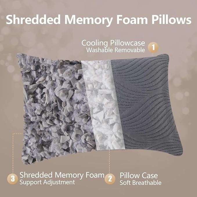 King Size Pillows Set of 2 Cooling Memory Foam Pillows - Image 2
