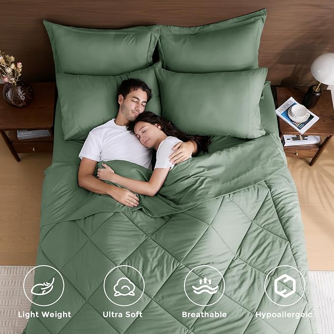 HEVUMYI Sage Green Full Comforter Set - Image 2