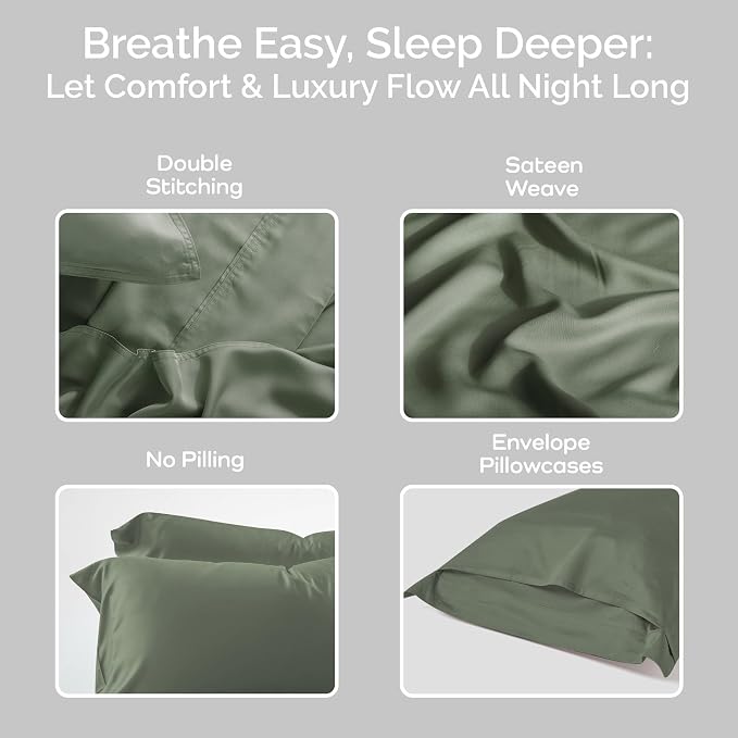Pillow Cases King Size Set of 2 Pillowcases 100% Viscose from Bamboo Cooling - Image 4