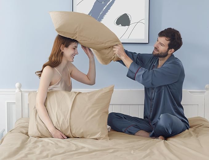 Pillow Cases, King Size Cotton Percale Weave Pillowcases, Pre-Shrunk Breathable - Image 2