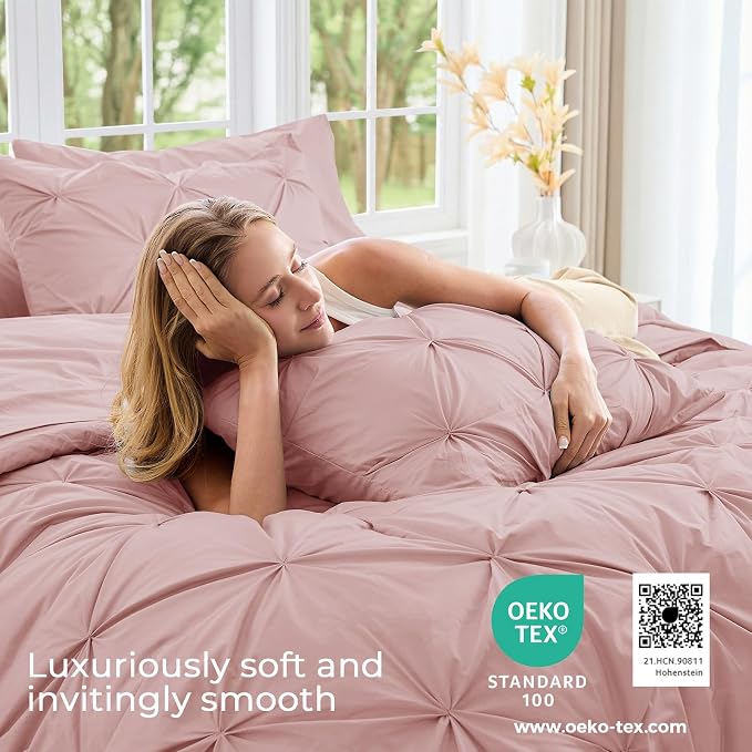 Sasttie Full Size Comforter Set, 7-Piece Bed in a Bag, Pintuck Bedding Set - Image 3