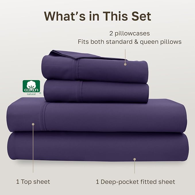 California Design Den Soft Queen Size Cotton Sheet Sets, 400 TC Good - Image 4