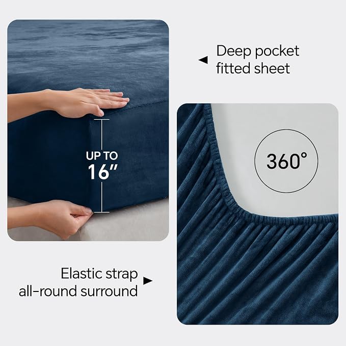 BEDELITE Flannel Sheets King Size Navy - Image 4
