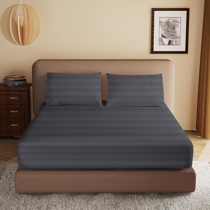 100% Egyptian Cotton Fitted Sheet Twin-XL/Split King Size, 600 Thread Count by ZaizaiHome