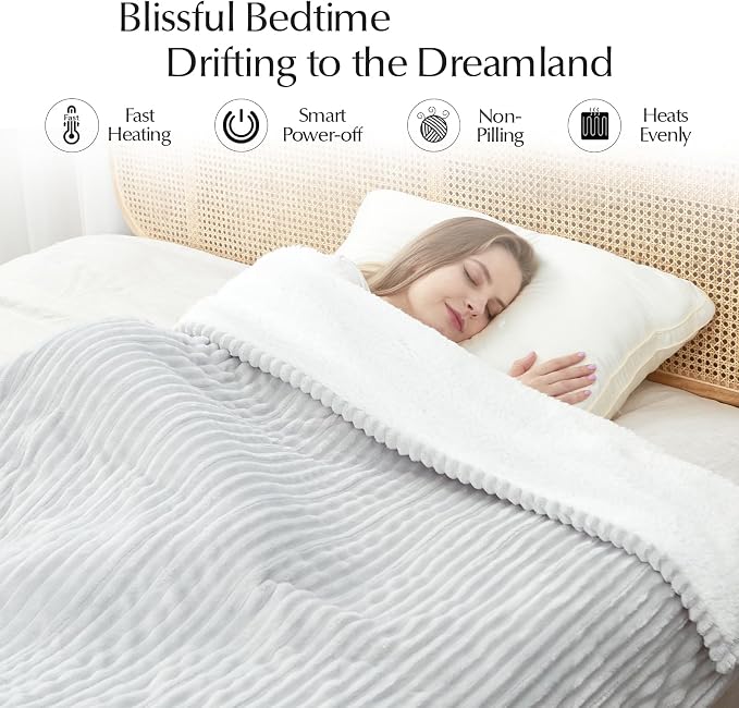 SNUGSUN Heated Blanket Throw Size, Soft and Cozy Electric Heating Blanket - Image 4