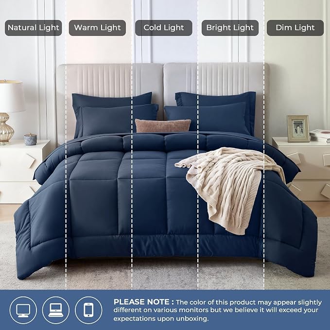 Sasttie Twin XL Comforter Set, 5 Pieces Twin XL Bed in a Bag, Complete Bedding - Image 9