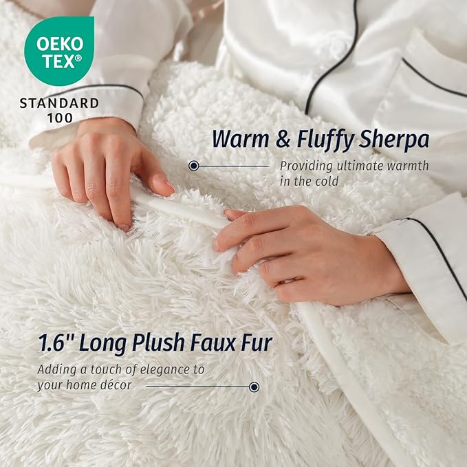 Wemore Shaggy Long Fur Faux Fur Weighted Blanket, Cozy and Fluffy Plush Sherpa - Image 5