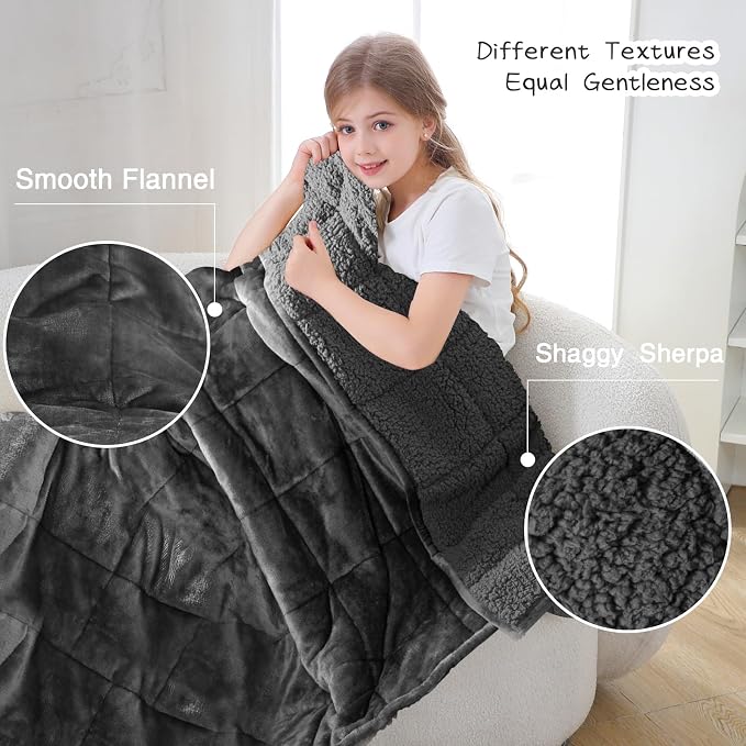 Aemicion Weighted Blanket for Adults Twin Size Sherpa Fleece Heavy Blanket for - Image 3