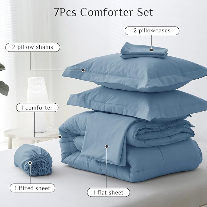 JOLLYVOGUE Full Comforter Set, Ultra-Soft Bed in a Bag Full Size 7 Pieces - Image 5