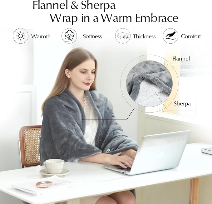 SNUGSUN Heated Blanket Throw Size, Soft and Cozy Electric Heating Blanket - Image 4