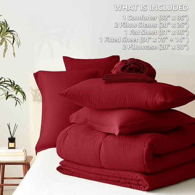 CozyLux Full Size Comforter Sets Dark Red - Image 5