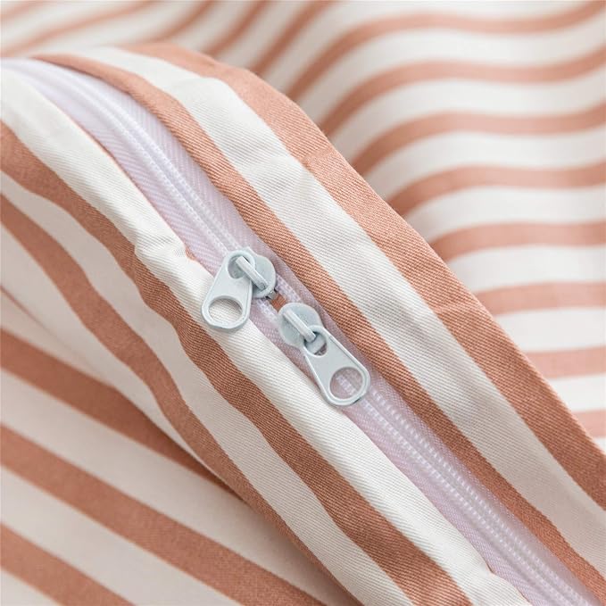 JELLYMONI 100% Natural Cotton 2pcs Striped Duvet Cover Sets, - Image 4