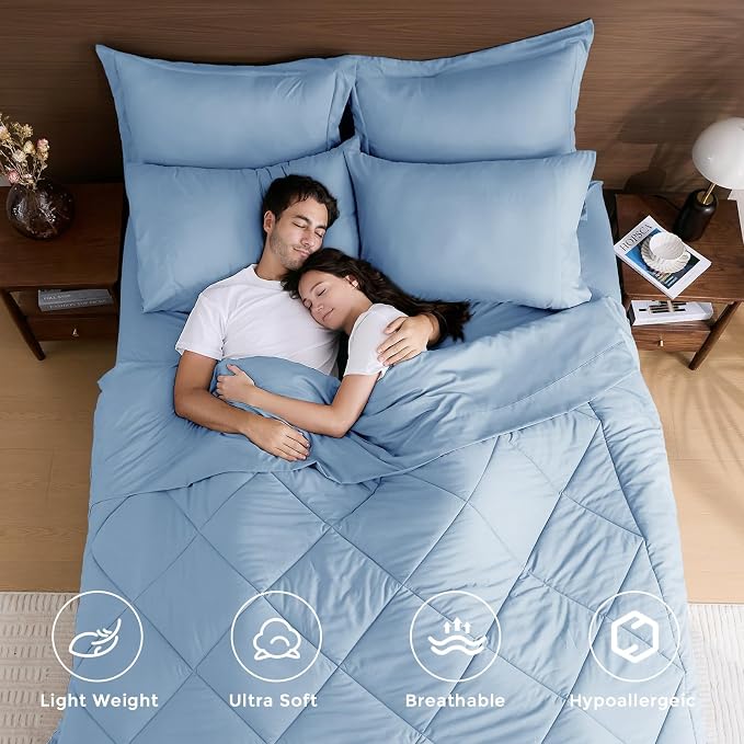 HEVUMYI Light Blue Twin Comforter Set - Image 2