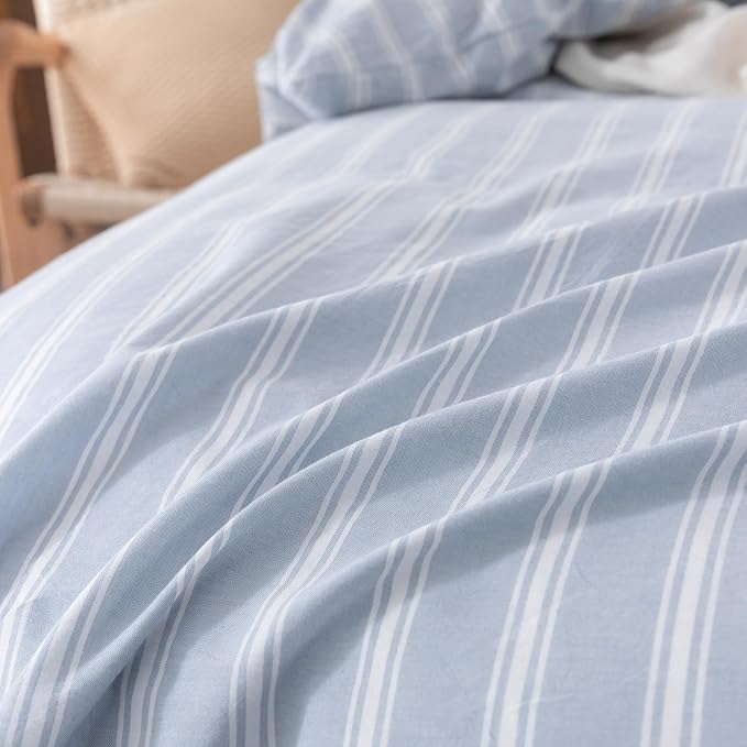 BESTOUCH Duvet Cover Set 100% Washed Cotton Linen Feel Super Soft Comfortable - Image 6
