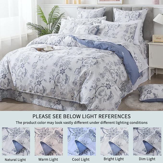 FADFAY Duvet Cover Set Full Floral Bedding Percale Cotton 600 TC Classical - Image 5