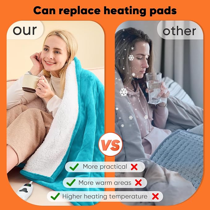 greenoak Heated Blanket Electric Throw 50"X60", Heating Blanket - Image 5