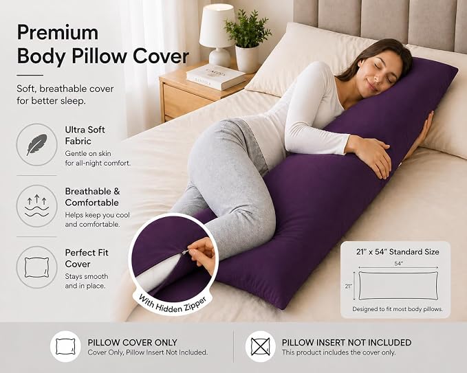 EVOLIVE Body Pillow Cover 21"x54", Ultra Soft Microfiber Pillowcase - Image 3
