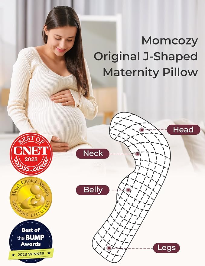 Momcozy Body Pillow for Pregnancy, J Shaped Pregnancy Pillows for Side Sleeping - Image 3