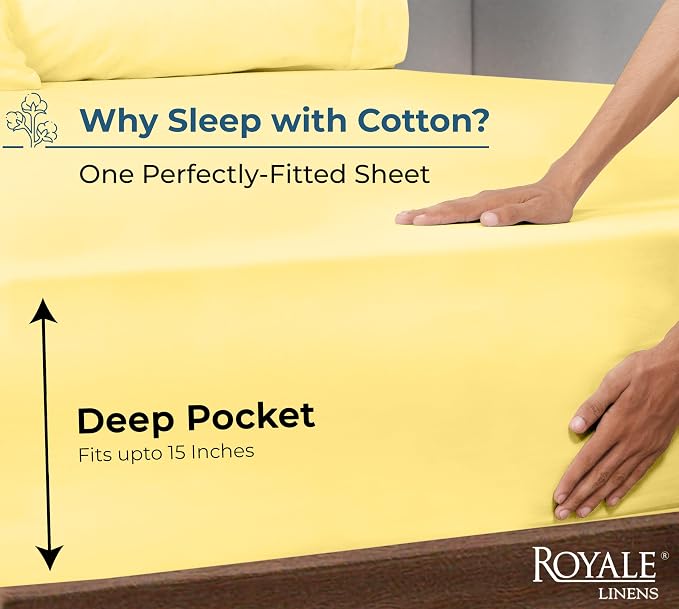 Royale Linens 100% Organic Cotton Fitted Sheet - Image 2