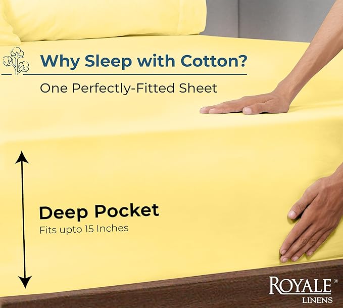 Royale Linens 100% Organic Cotton Fitted Sheet - Image 2