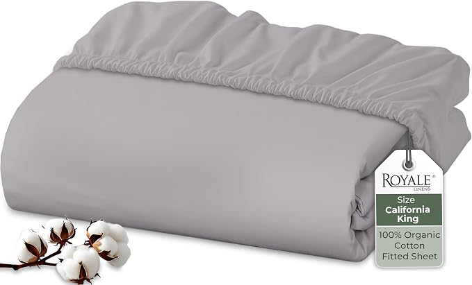 Royale Linens 100% Organic Cotton Fitted Sheet by ROYALELINENS