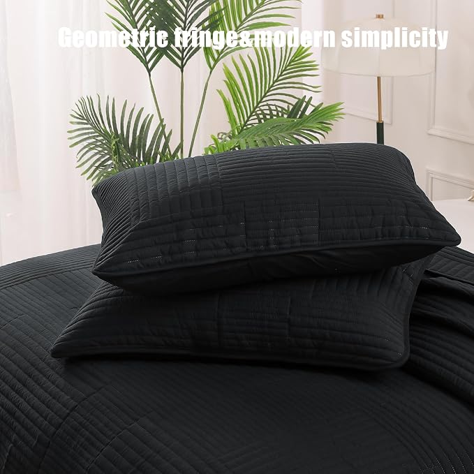 Whale Flotilla Ultra Soft Twin Quilt Bedding Set, Lightweight Microfiber Black - Image 6