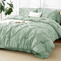 CozyLux Queen Comforter Set Sage Green, 7 Pieces Pintuck Bed in A Bag, Premium by CozyLux