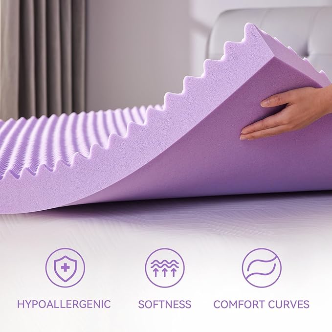 SINWEEK 1.5 Inch Egg Crate Memory Foam Mattress Topper Twin XL, Twin Extra Long - Image 4