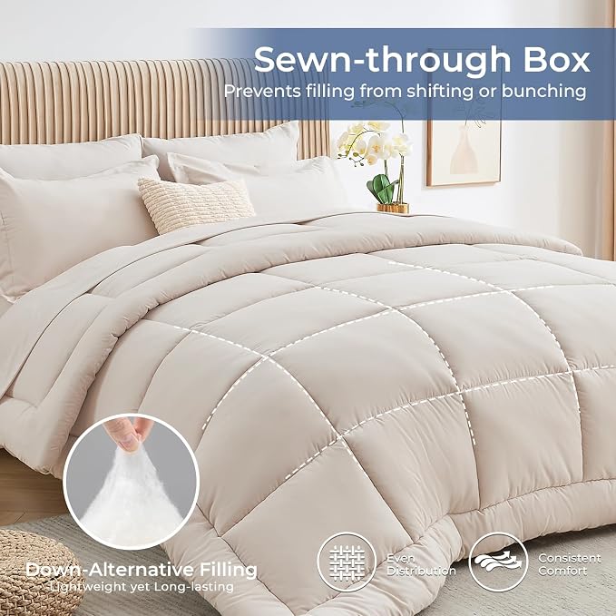 Sasttie Oversized Queen Comforter Set, 7 Pieces Extra Large Bed in a Bag - Image 3