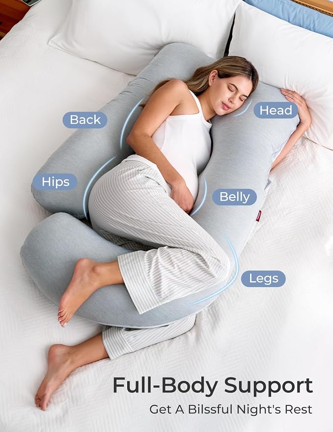 Momcozy Pregnancy Pillows with Cooling Cover, U-Shaped Full Body Maternity - Image 4