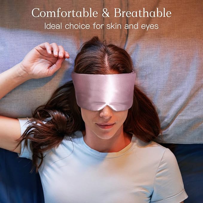 100% Natural Silk Eye Mask for Women Men, Soft Pressureless Cooling Blackout - Image 2
