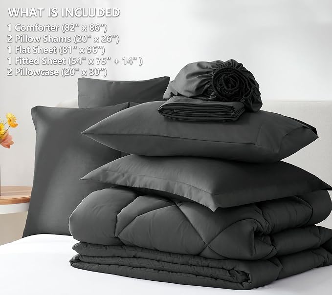CozyLux Full Size Comforter Sets Dark Grey - Image 6