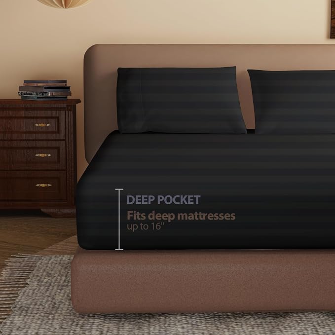 100% Egyptian Cotton Fitted Sheet CK Size, 600 Thread Count, Single Fitted - Image 3