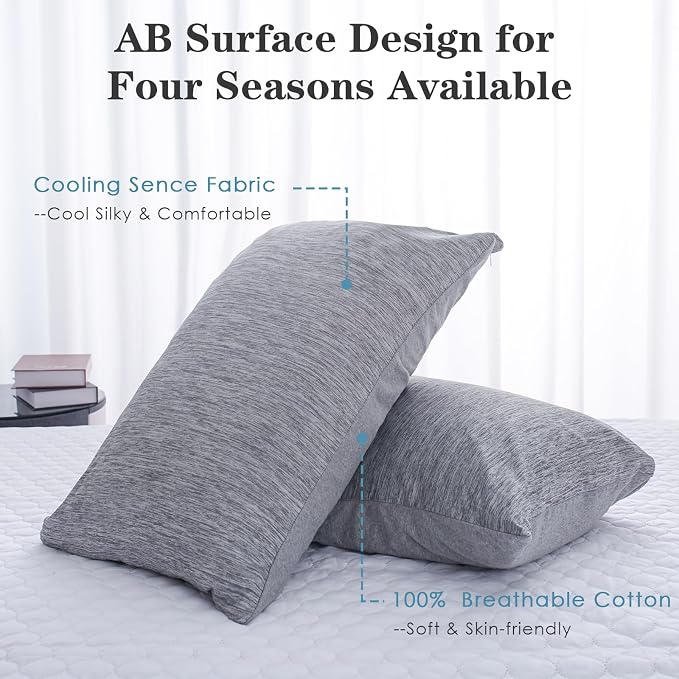 CHOSHOME Cooling Pillow Cases Zipper Pillow Covers Q-Max > 0.45 Zippered - Image 2