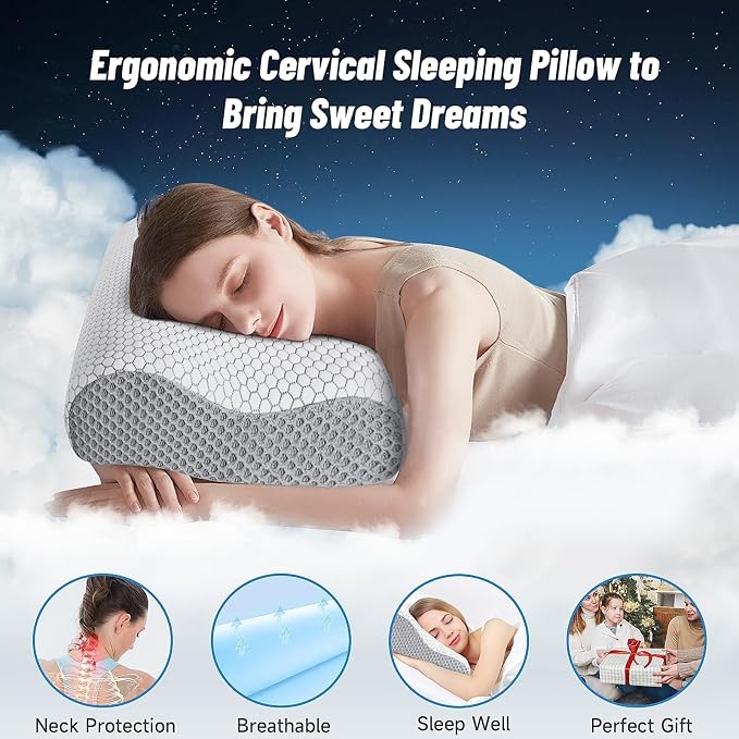 CloudBliss Memory Foam Pillow, Ergonomic Neck Contour Cervical Pillow - Image 4